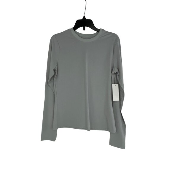 Yoga Works Long Sleeve Crew Neck Top XS Fitted Performance Tee Glacier Gray - Picture 2 of 5